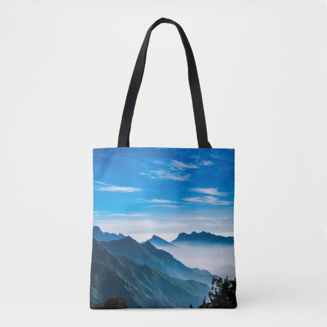 Morning Mountains Mist Landscape Tote Bag (Front)