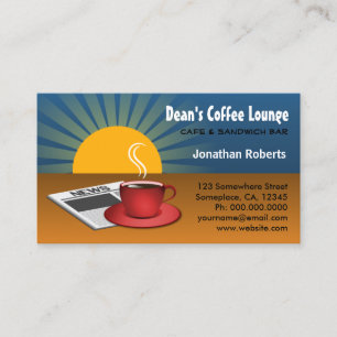 Morning News Sunrise Blue Brown Coffee Shop Cafe Business Card