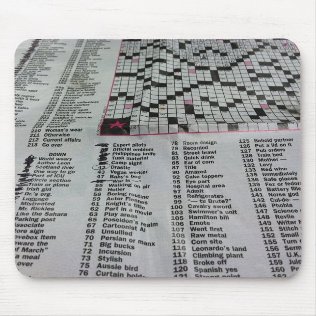 Morning Newspaper Crossword Puzzle Mouse Mat (Front)
