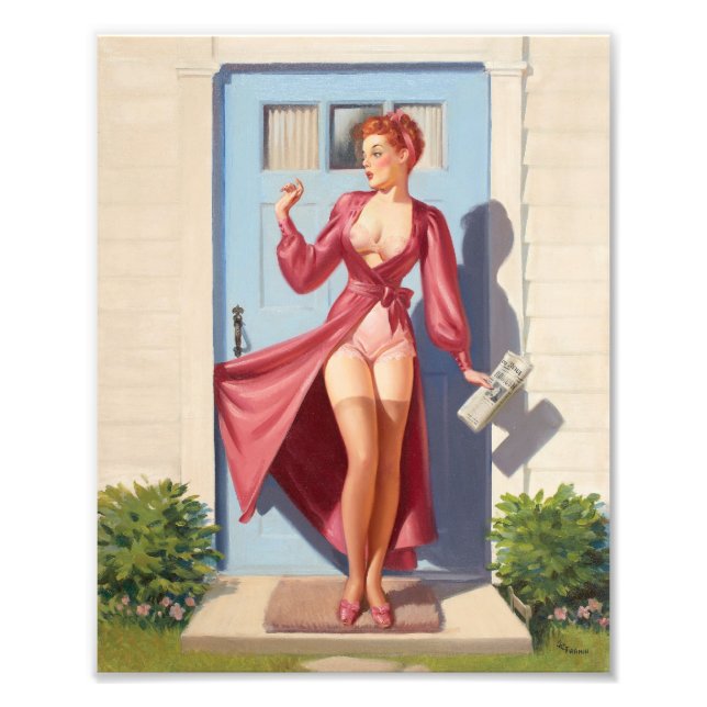 Morning Newspaper Pin-Up Girl Photo Print (Front)