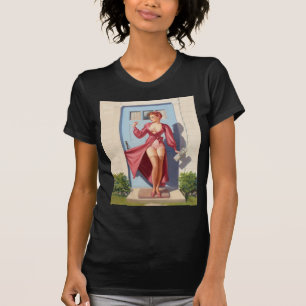 Morning Newspaper Pin-Up Girl T-Shirt