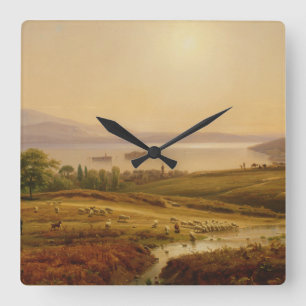 Morning on Lago Maggiore Square Wall Clock