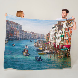 MORNING ON THE GRAND CANAL Large Fleece Blanket