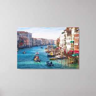 MORNING ON THE GRAND CANAL Stretched Canvas Print