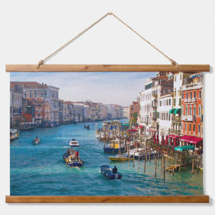 MORNING ON THE GRAND CANAL Wood Topped Wall Tapest Hanging Tapestry