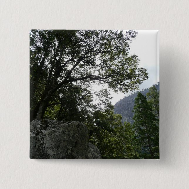 Morning on the Trail to Vernal Falls in Yosemite 15 Cm Square Badge (Front)