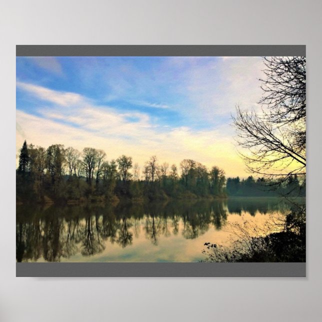 Morning on the Willamette River, Oregon Poster (Front)