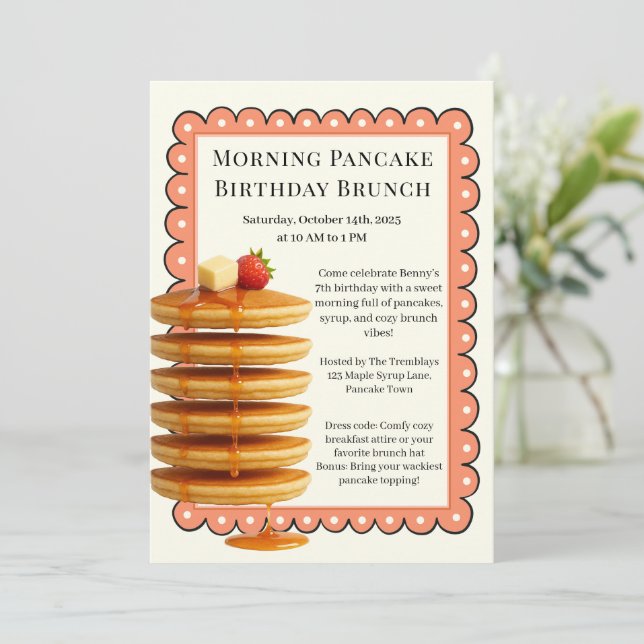 Morning Pancake Birthday Brunch | Cosy Weekend  Invitation (Standing Front)
