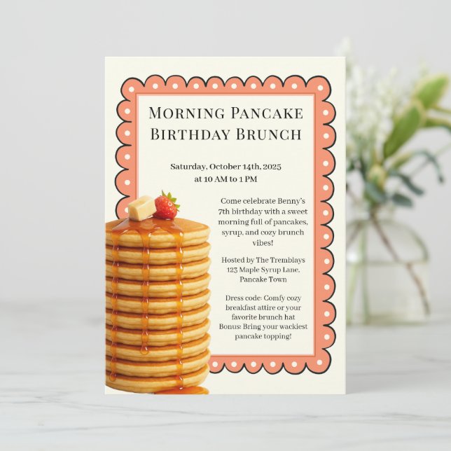 Morning Pancake Birthday Brunch | Cosy Weekend  Invitation (Standing Front)