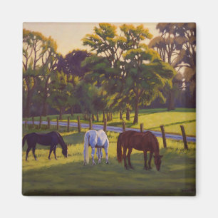 Morning Pasture Horses–Florissant Missouri Oil Ptg Magnet