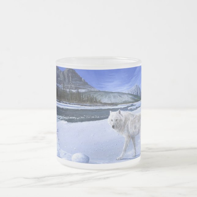 Morning Patrol white wolf river mug (Center)