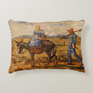 Morning, Peasant Couple by Vincent van Gogh Decorative Cushion