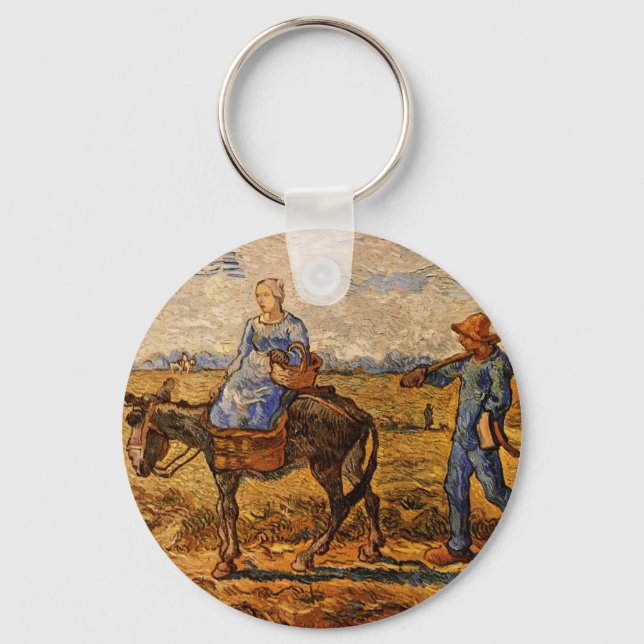 Morning, Peasant Couple by Vincent van Gogh Key Ring (Front)