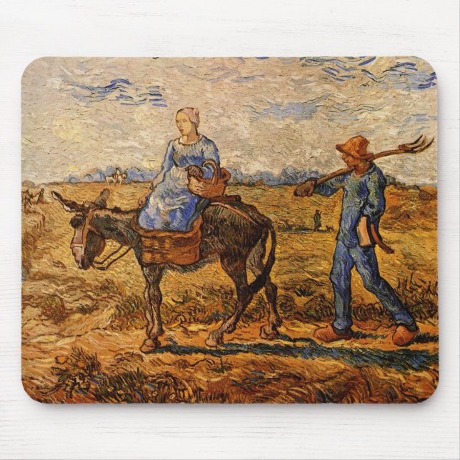 Morning, Peasant Couple by Vincent van Gogh Mouse Mat (Front)