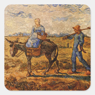 Morning, Peasant Couple by Vincent van Gogh Square Sticker