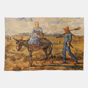 Morning, Peasant Couple by Vincent van Gogh Tea Towel