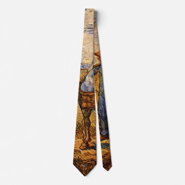 Morning, Peasant Couple by Vincent van Gogh Tie (Front)