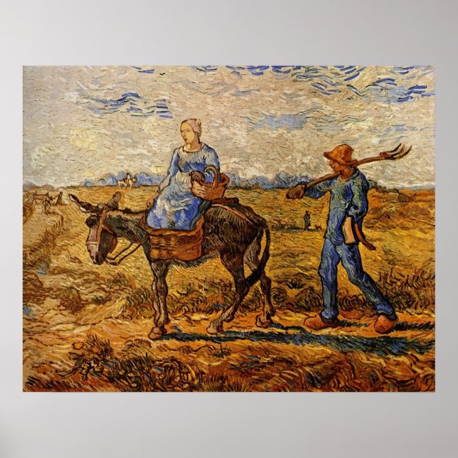 Morning peasant couple going to work poster (Front)