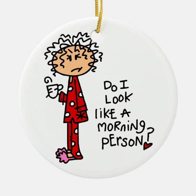 Morning Person? Ceramic Tree Decoration (Front)
