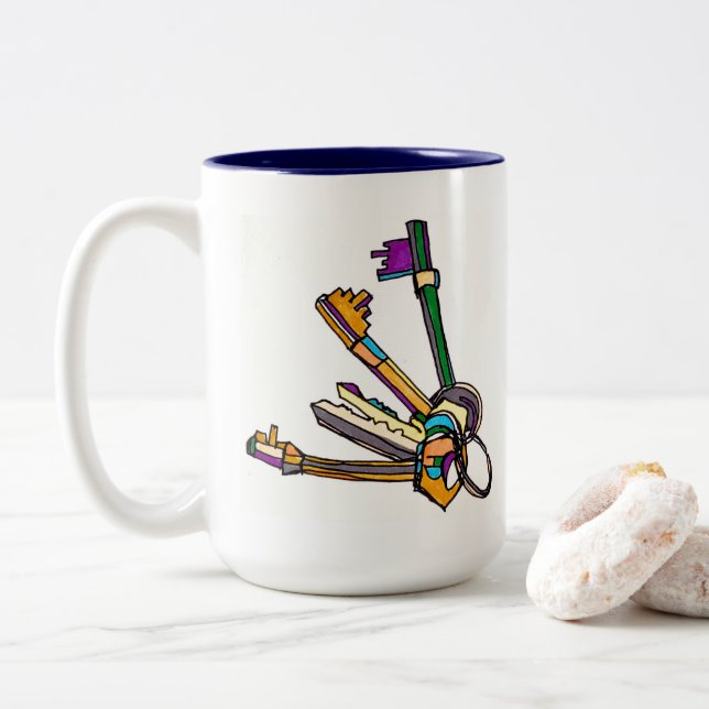 Morning Person China Mug - Coffee, Keys, Phone Go! (With Donut)