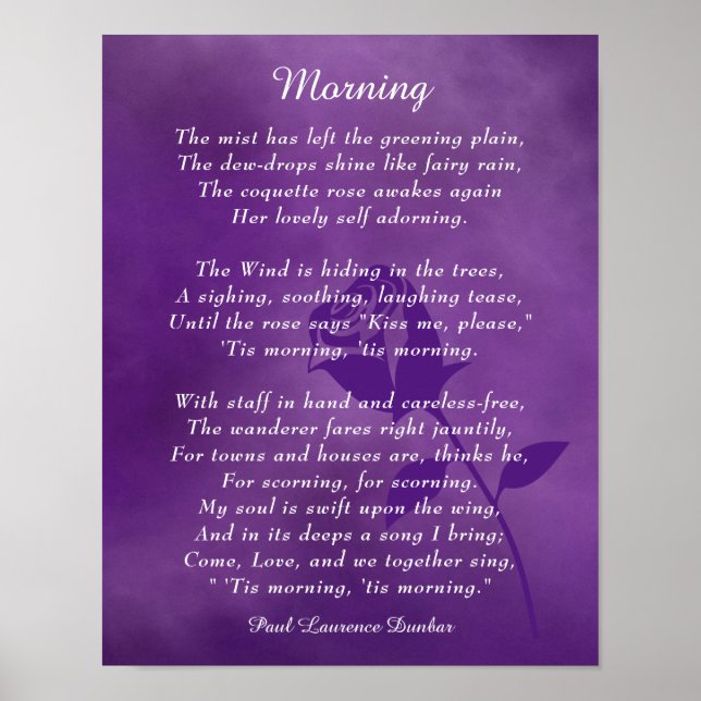 Morning Poem by Paul Laurence Dunbar Poster (Front)