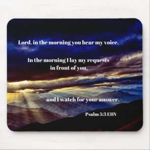 Morning Prayer Sunrise Psalm 5:3 Bible Verse Mouse Mat