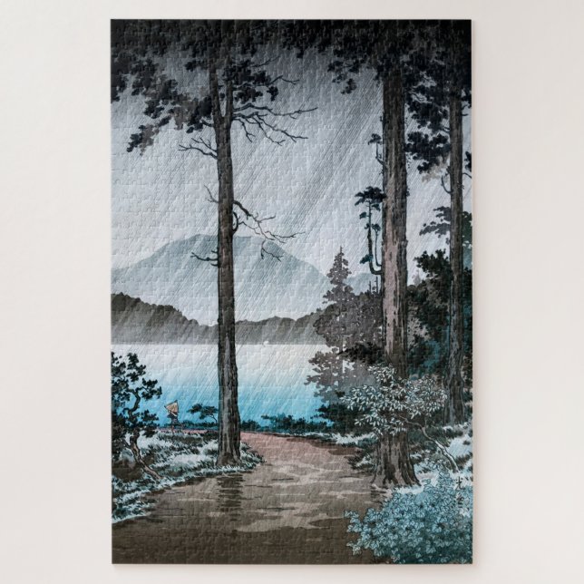 Morning Rain at Lake Hakone by Tsuchiya Koitsu Jigsaw Puzzle (Vertical)