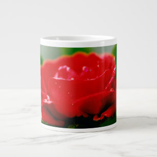Morning red Rose covered with dew drops Large Coffee Mug