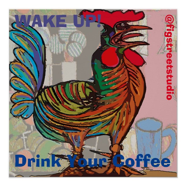 Morning Rooster, edit text, Glossy Poster (Front)