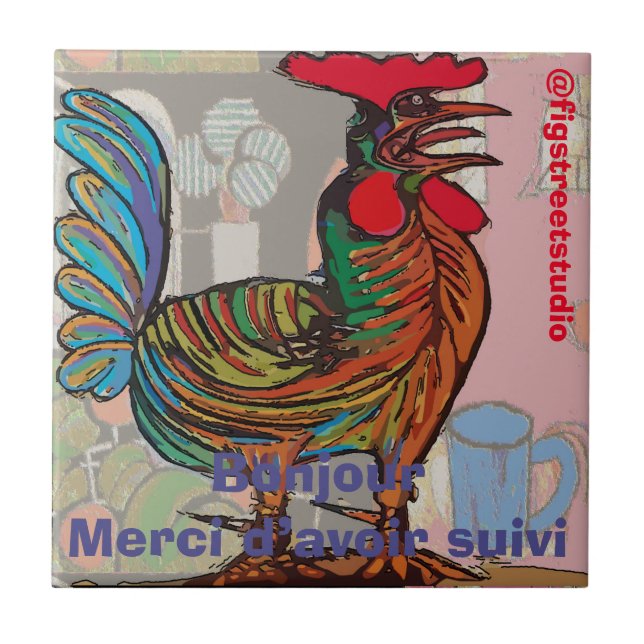 Morning Rooster, edit text,  Tile (Front)