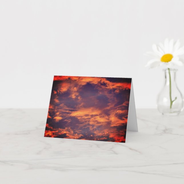 Morning Sky Clouds Nature Photography Note  Card (Small Plant)