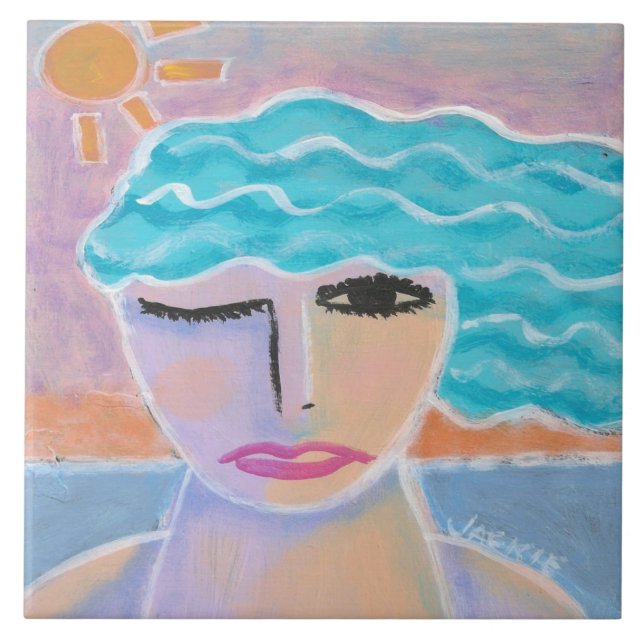 Morning Sky Original Abstract Painting Tile (Front)