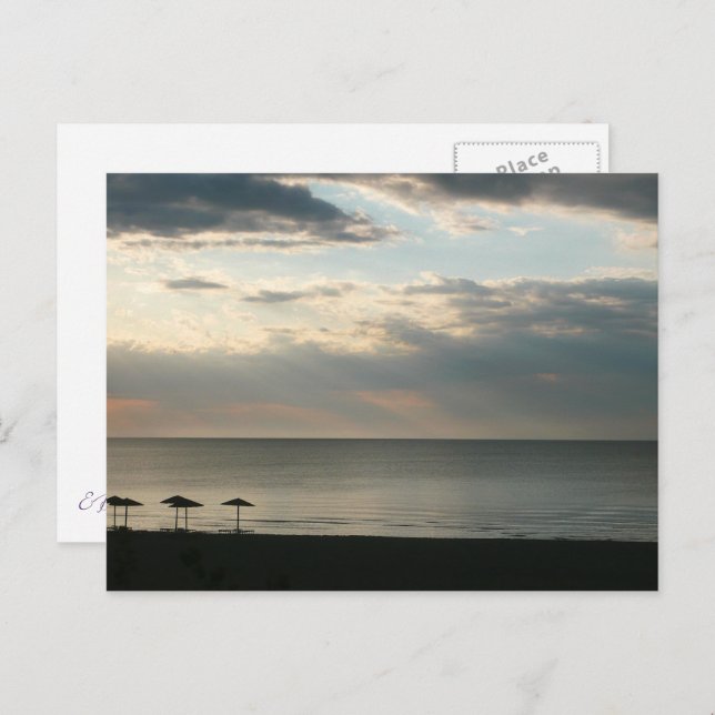 Morning sky over beach in Greece Scenery Photo Postcard (Front/Back)