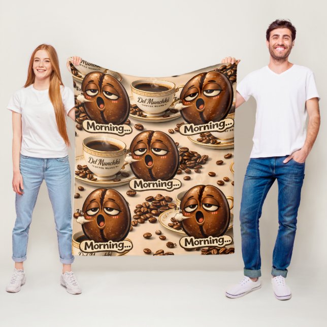 Morning sleepy coffee bean funny repeated pattern  fleece blanket (In Situ)