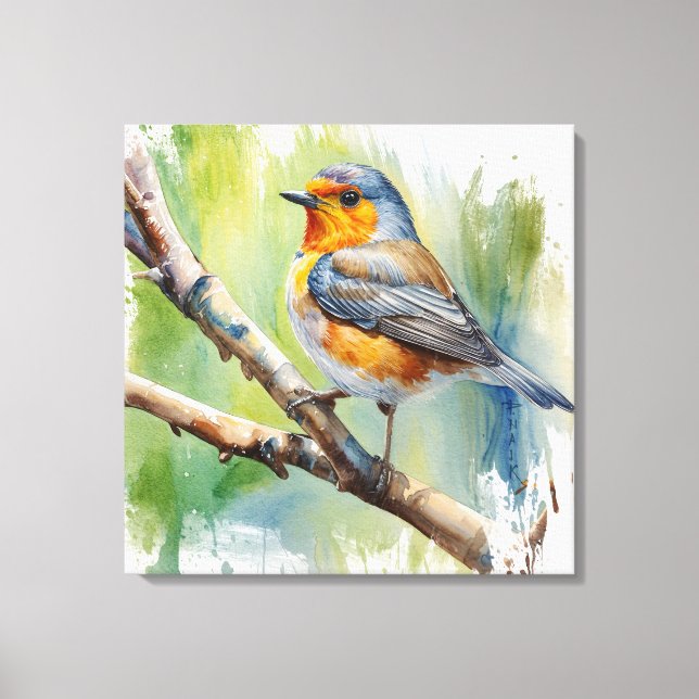 Morning Song robin bird painting wall art (Front)
