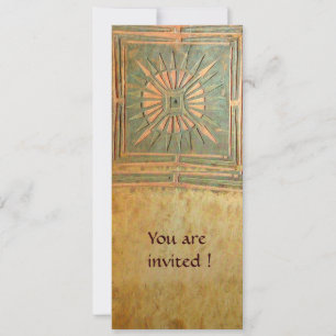 MORNING STAR , antique yellow brown green Invitation