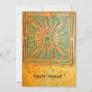 MORNING STAR , antique yellow green,white Invitation