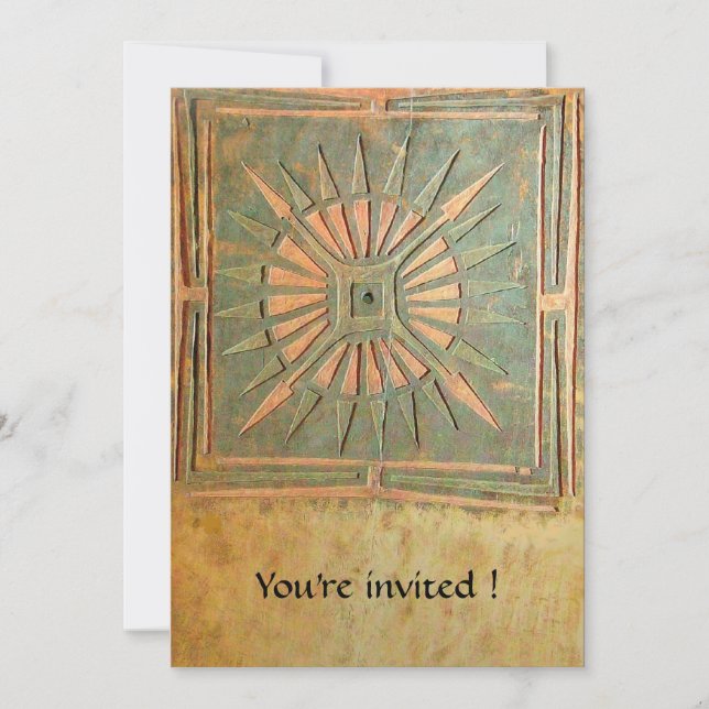 MORNING STAR , antique yellow green,white Invitation (Front)