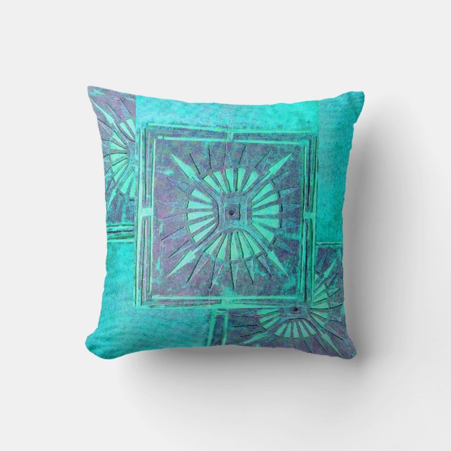 MORNING STAR ,Aqua Blue Turquase Cushion (Front)