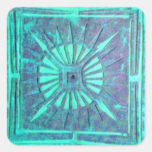 MORNING STAR ,aqua blue,turquase,teal Square Sticker