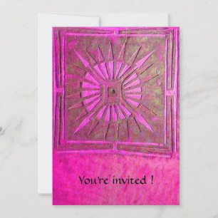 MORNING STAR , bright pink,violet white Invitation