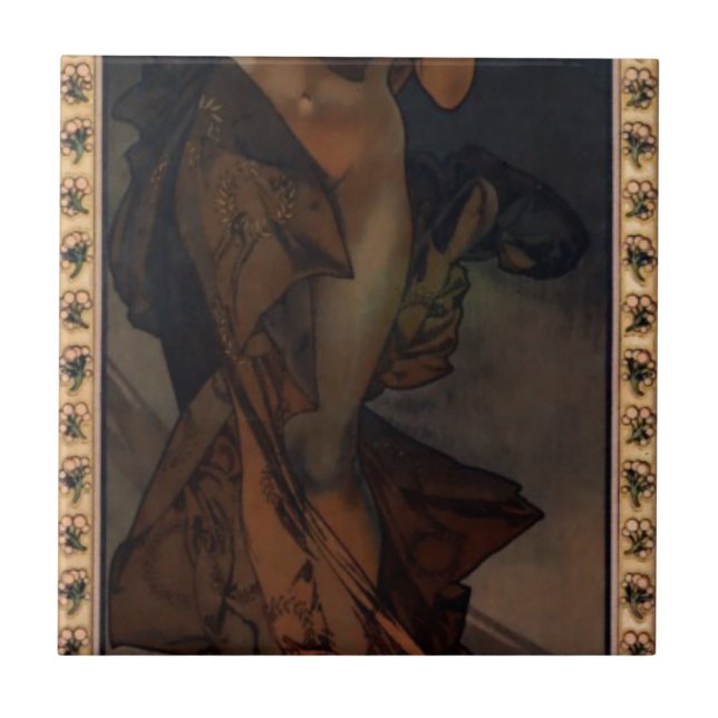 Morning Star by Alphonse Mucha Tile (Front)