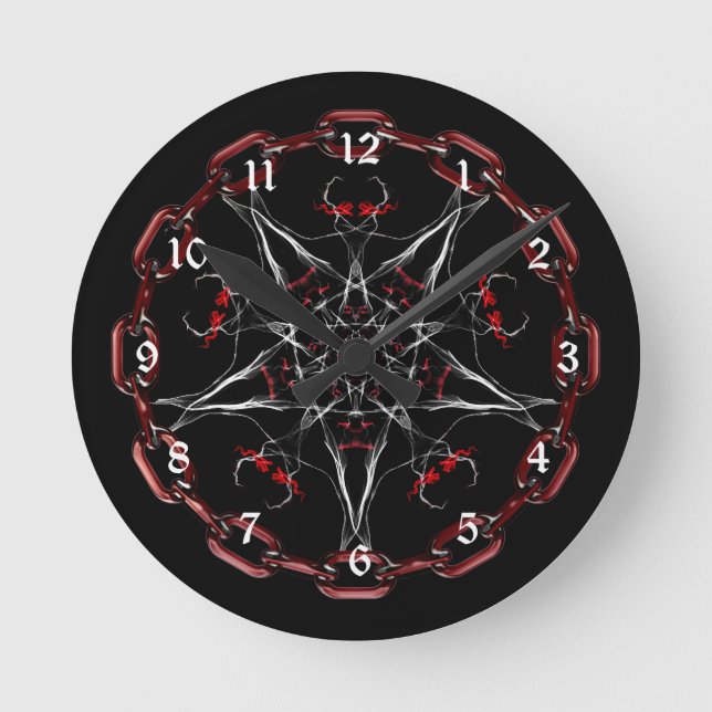 Morning Star Gothic Fractal Art Round Clock (Front)