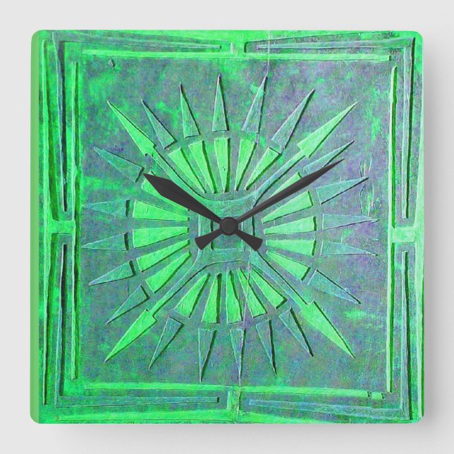 MORNING STAR , Light Green Square Wall Clock (Front)
