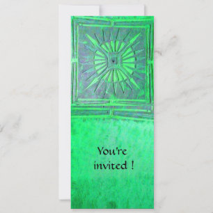 MORNING STAR  MONOGRAM , bright light green Invitation