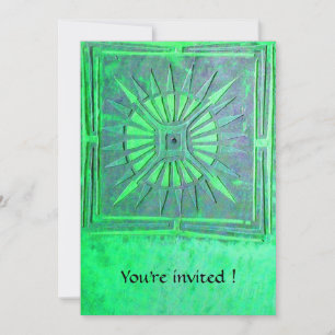MORNING STAR  MONOGRAM , bright light green Invitation