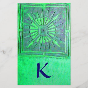 MORNING STAR MONOGRAM , green blue Stationery