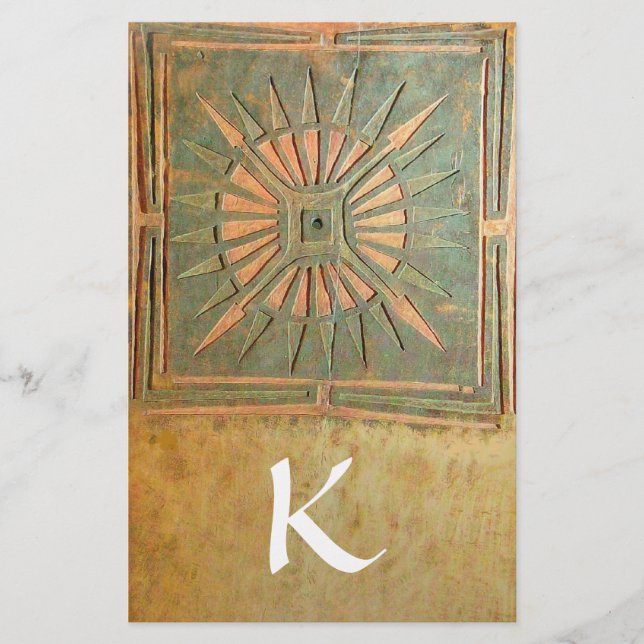 MORNING STAR MONOGRAM ,green,brown yellow white Stationery (Front)