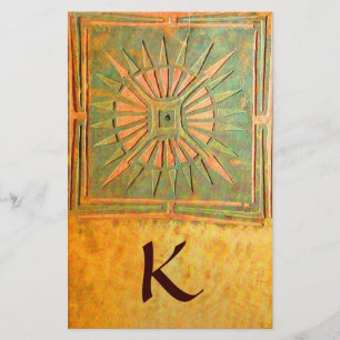 MORNING STAR MONOGRAM ,green,brown yellow white Stationery