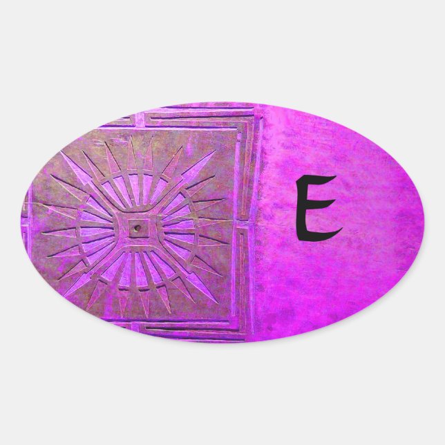 MORNING STAR MONOGRAM ,pink violet,purple Oval Sticker (Front)